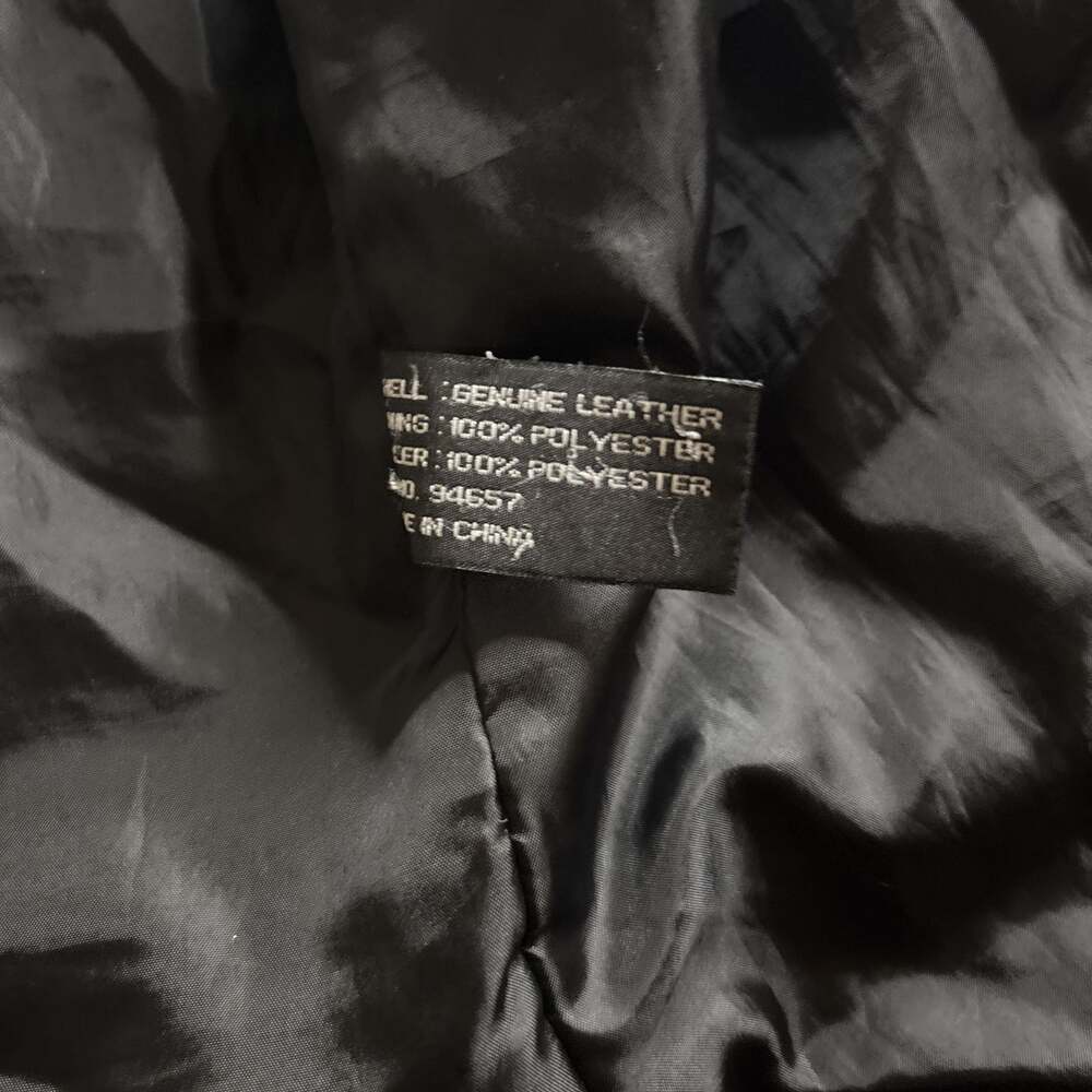 Marcia Collection Black Collarless Ruffled Leather Jacket - Size M - Picture 7 of 7